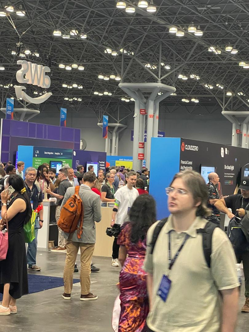 AWS Summit expo floor with vendor exhibits
